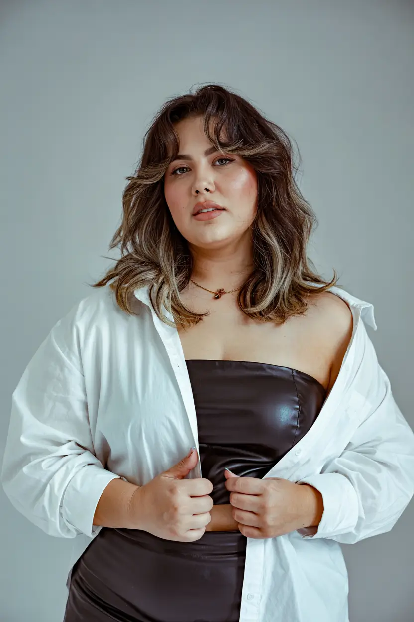 Plus Size Winter Haircuts for Women 2025 / 2026 Long Layered Shag with Face-Framing Volume