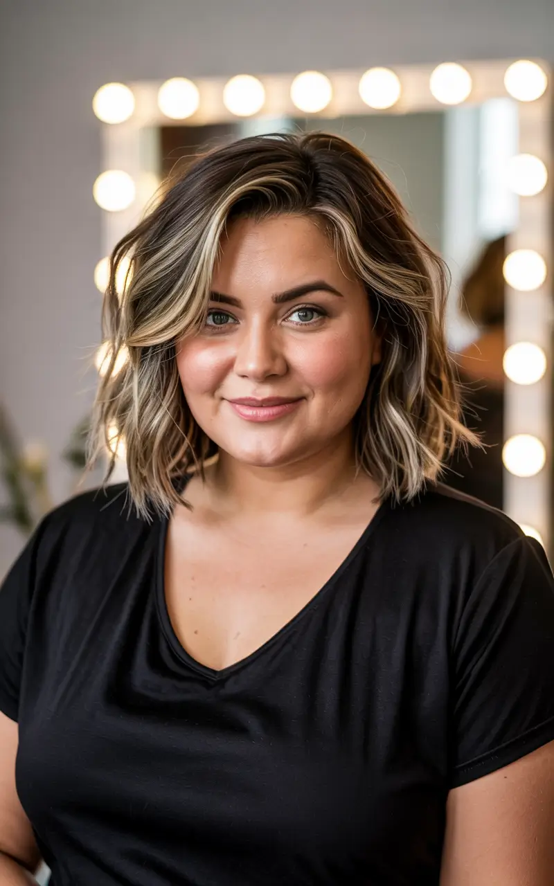 Plus Size Winter Haircuts for Women 2025 / 2026 Chin-Length Bob with Dimensional Highlights