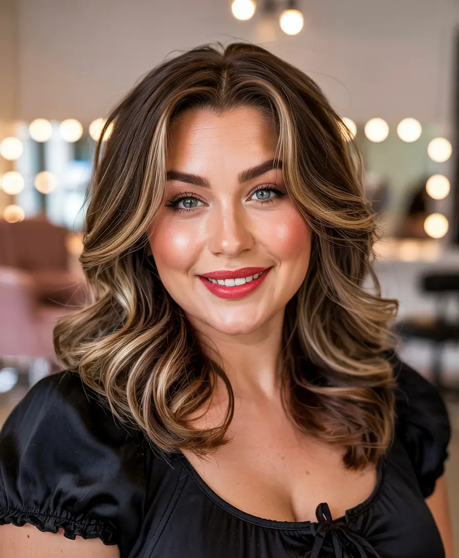 Plus Size Winter Haircuts for Women 2025 / 2026 Layered Blowout with Glossy Finish