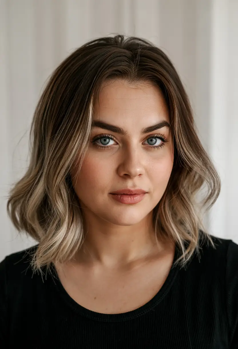 Plus Size Winter Haircuts for Women 2025 / 2026 Smoky Ash Balayage