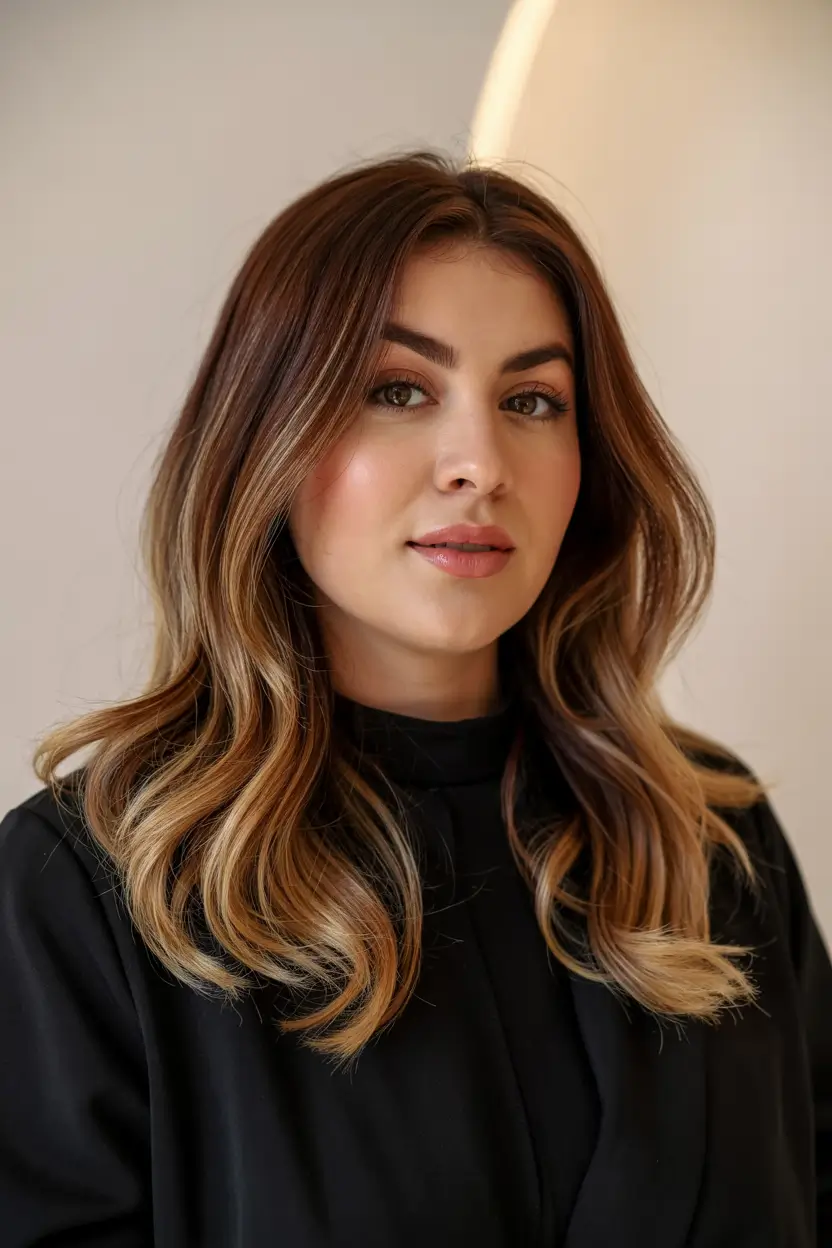 Plus Size Winter Haircuts for Women 2025 / 2026 Soft Brunette Waves