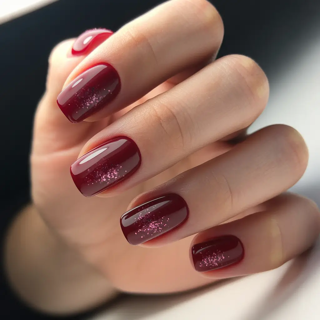 red christmas nails short Subtle Sparkle Gradient