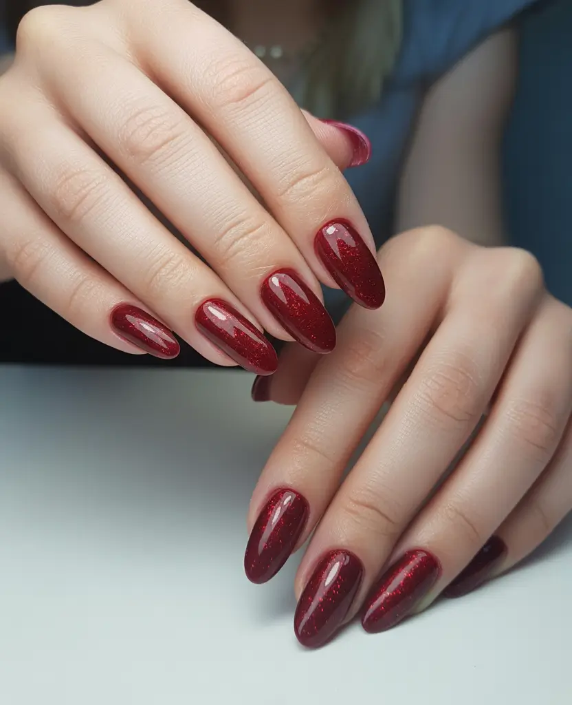 red christmas nails winter Classic Ruby Shine Revival