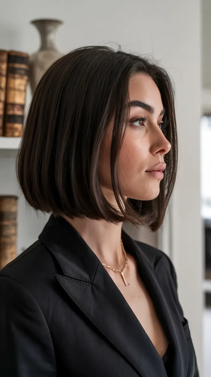 short winter haircuts Precision Bob with Midnight Depth