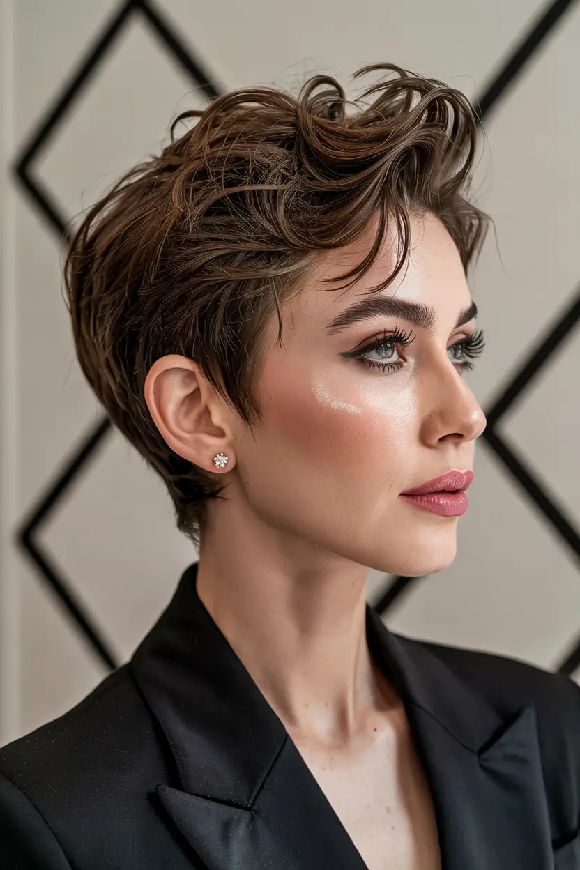 short winter haircuts Voluminous Brunette Crop with Tousled Bangs