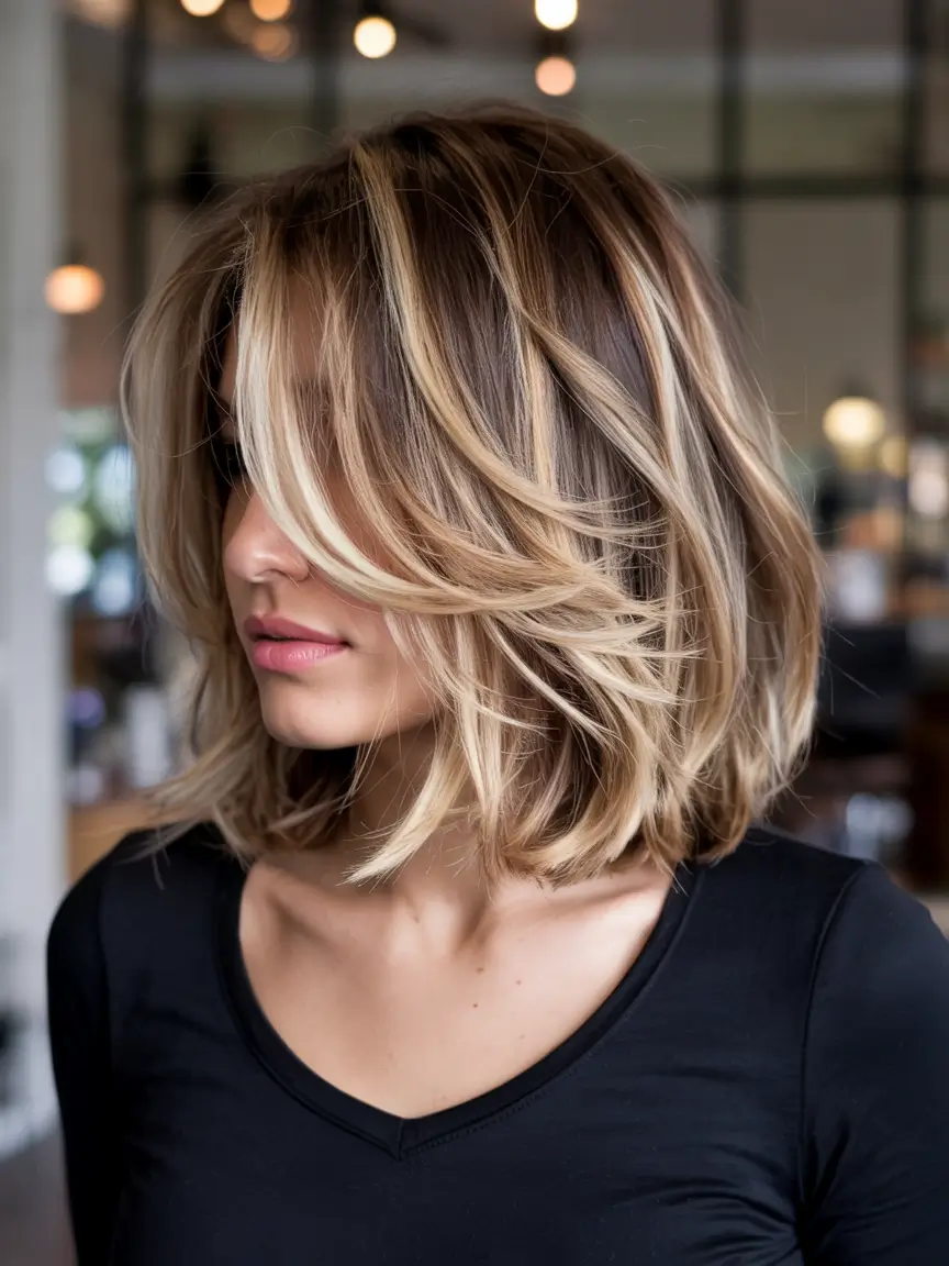 short winter haircuts Golden Layers and Airy Movement