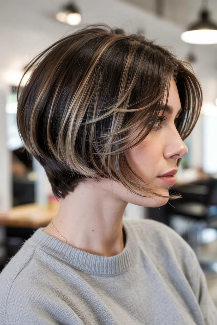 short winter haircuts Polished French Bob with Dimensional Highlights