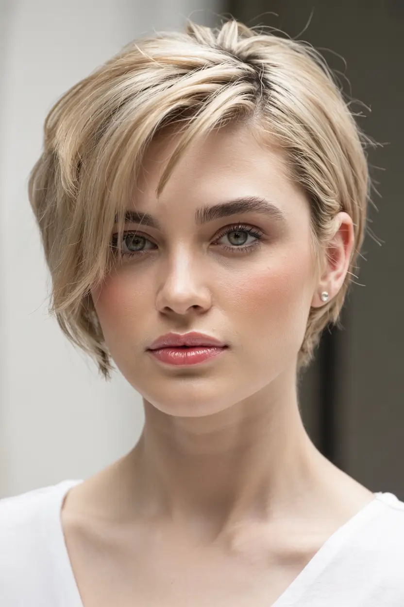 short winter haircuts Layered Blonde Pixie Sweep