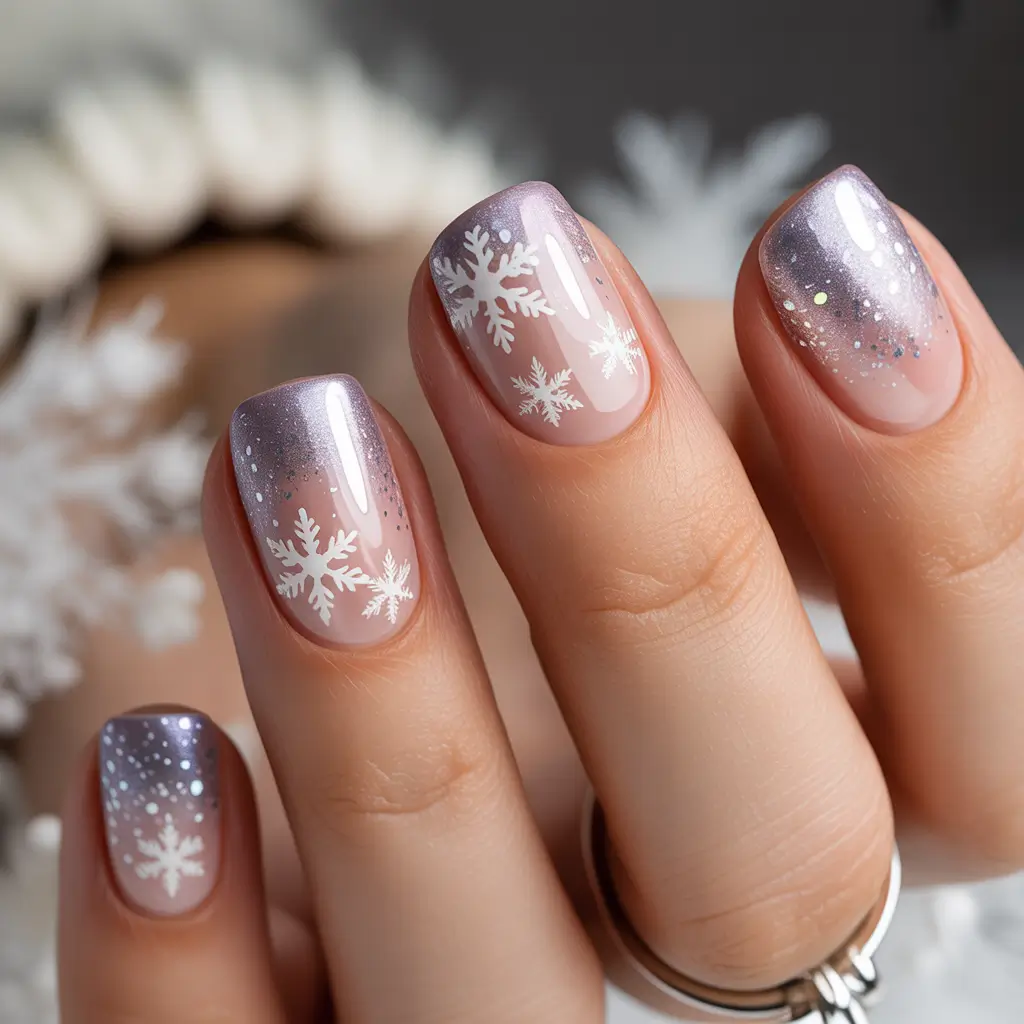 simple christmas nails ideas Frosted Snowflake Charm