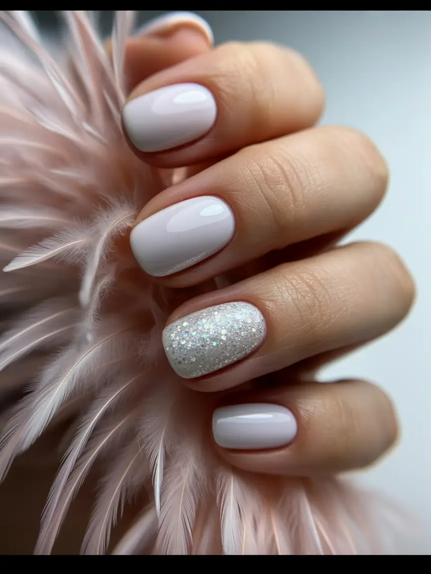 simple christmas nails ideas Snowy Whisper Elegance