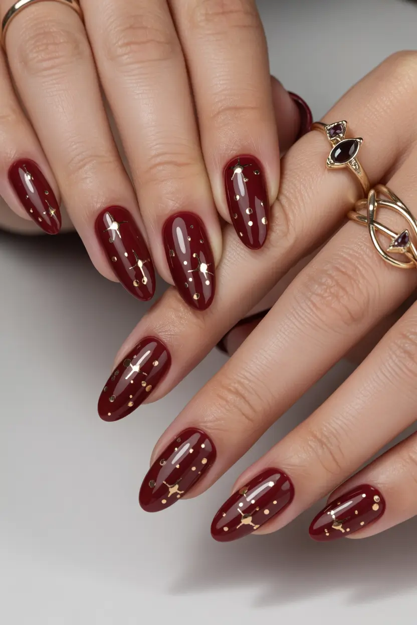 simple christmas nails ideas Constellation Red Luxe