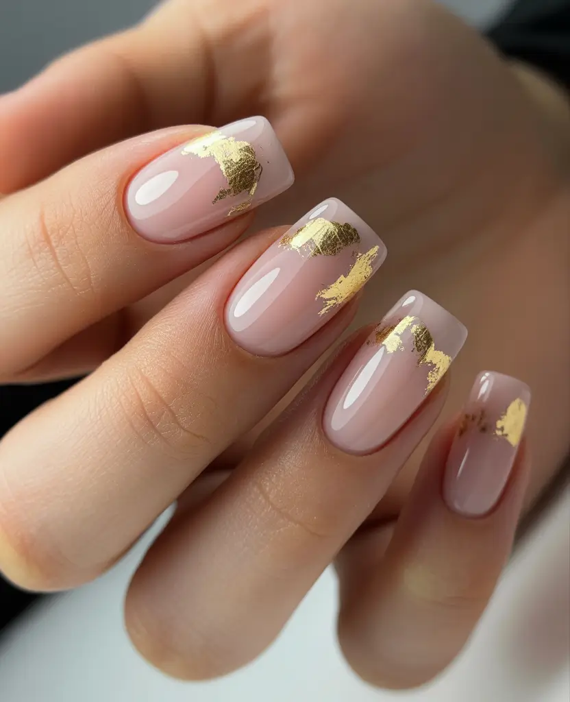 simple christmas nails ideas Golden Veil Chic