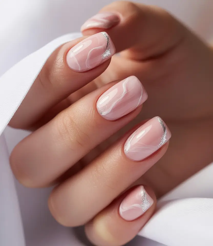 simple christmas nails ideas 2025 frosted pink whispers