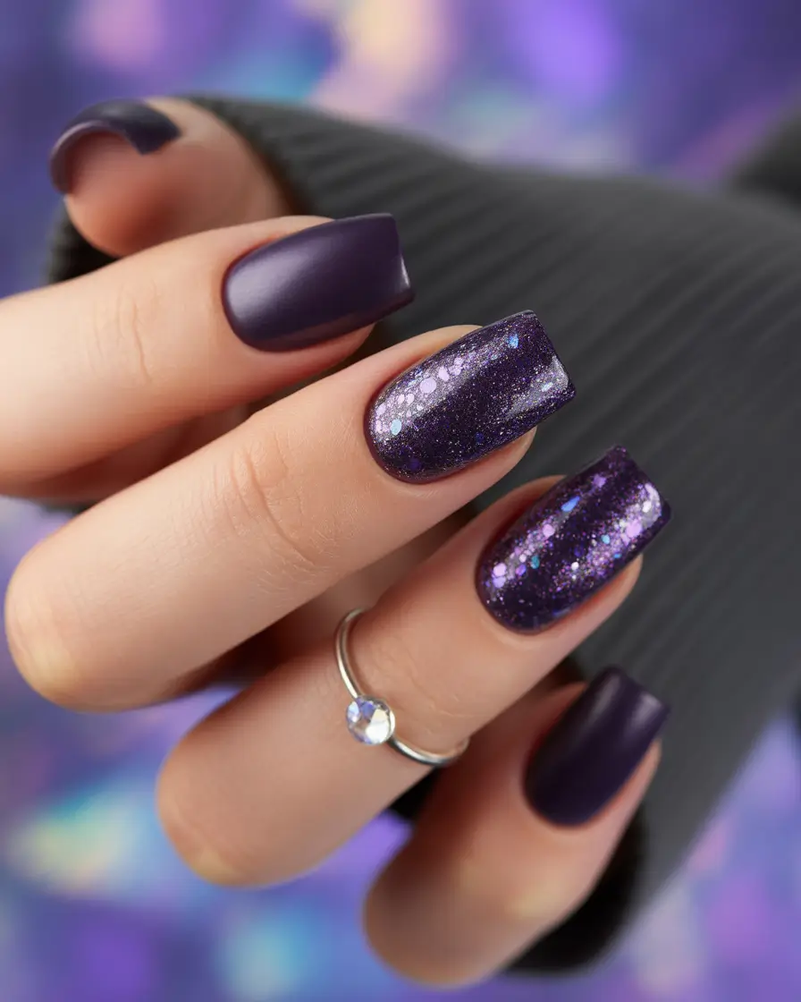 simple christmas nails ideas Midnight Velvet Spark