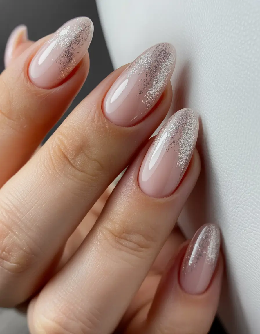 simple christmas nails ideas Silver Whisper Ombre