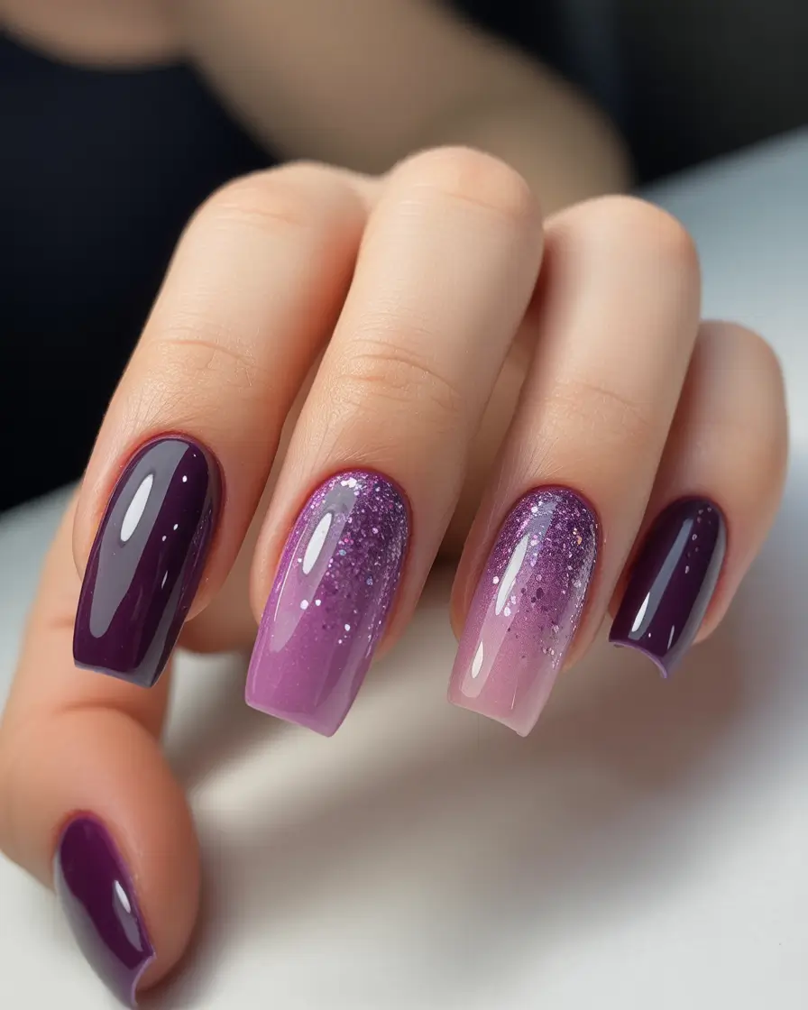 simple christmas nails ideas Mulberry Frost Fade