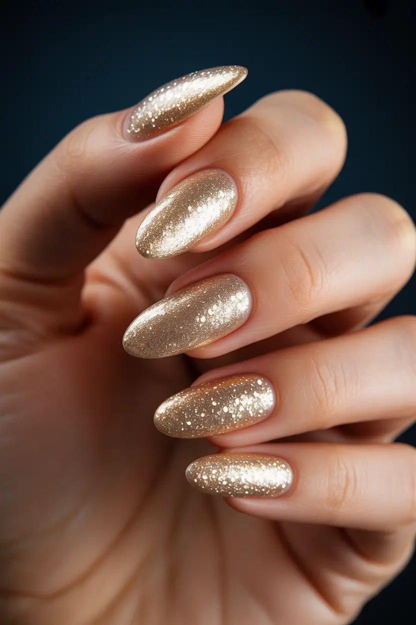 simple christmas nails ideas Golden Gala Glow