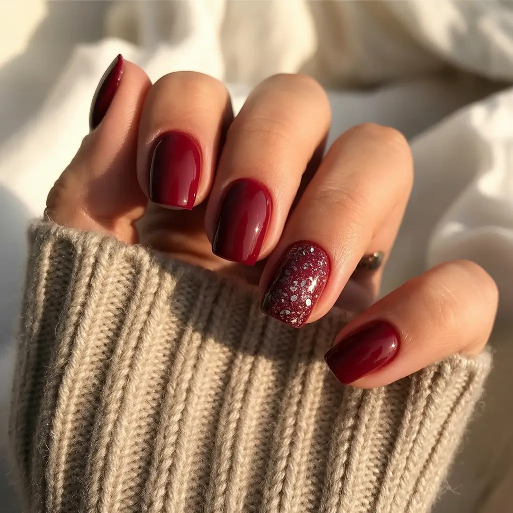 simple christmas nails ideas Cranberry Crush Glow