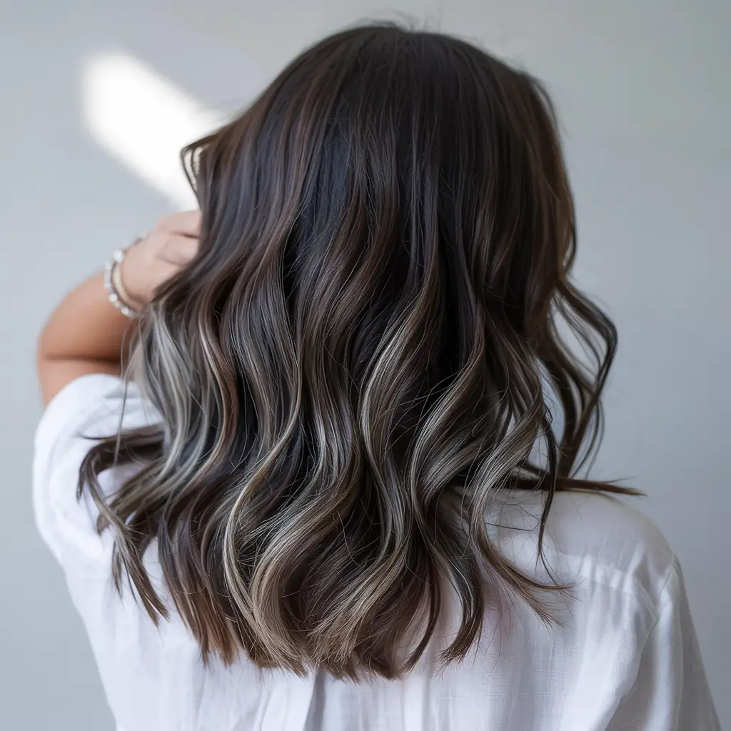 hair colors for winter skin tone Ashy Brunette Highlights