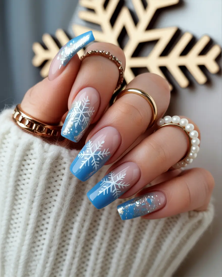 christmas french nails design Frozen Fantasy French