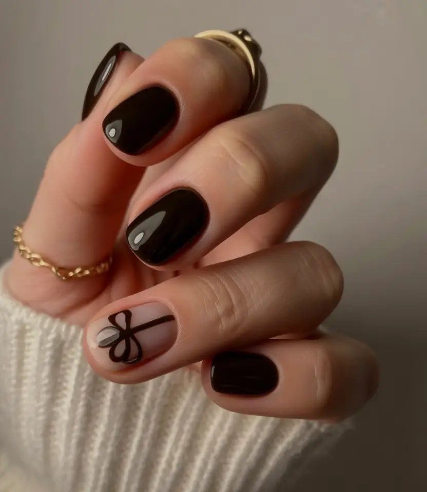black christmas nails designs simple Gift Bow Minimalism