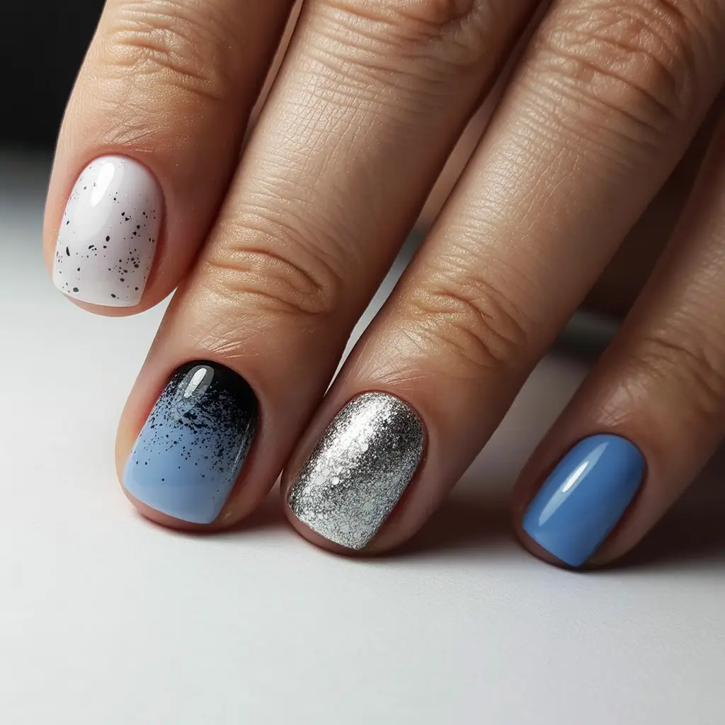 blue christmas nails designs Midnight Frost Mix