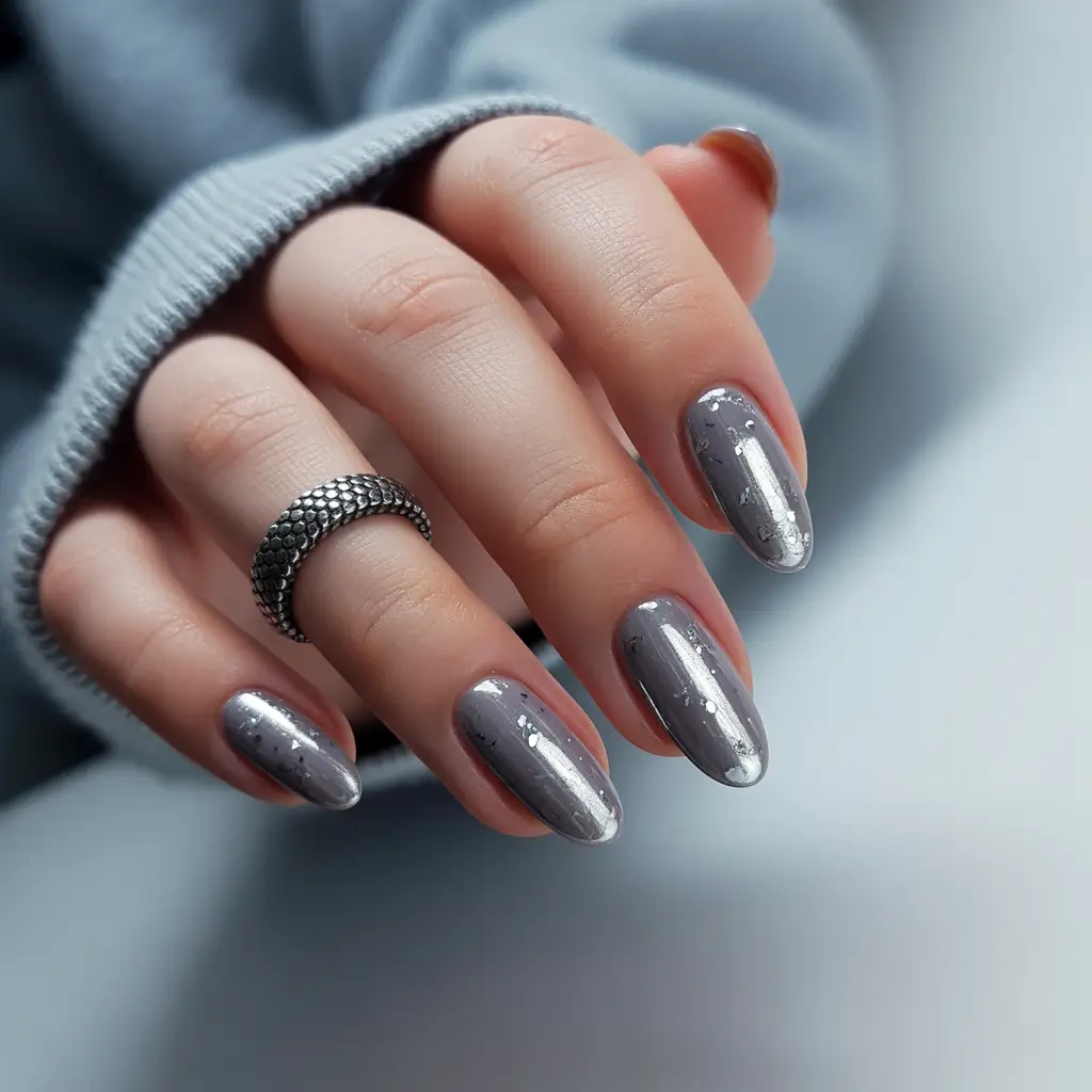 blue christmas nails glitter Steel Sky Shine