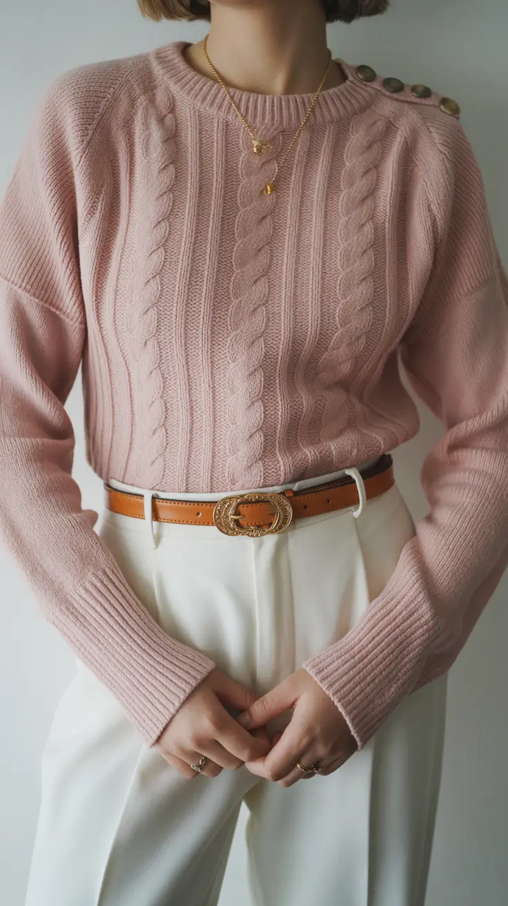 christmas outfit ideas for women Soft Elegance Blush Knit and Cream Harmony