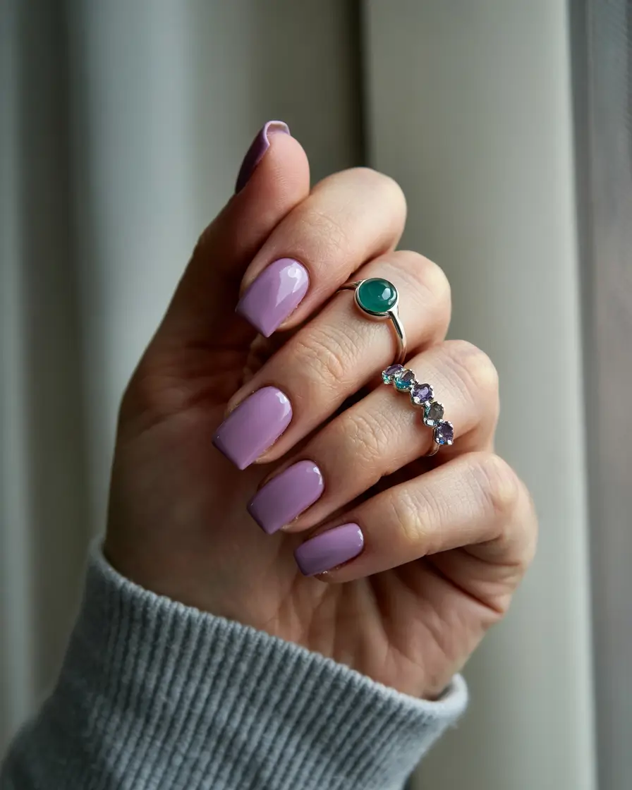 classy winter nails simple Soft Lilac Gloss -- Calm Elegance for Frosty Days