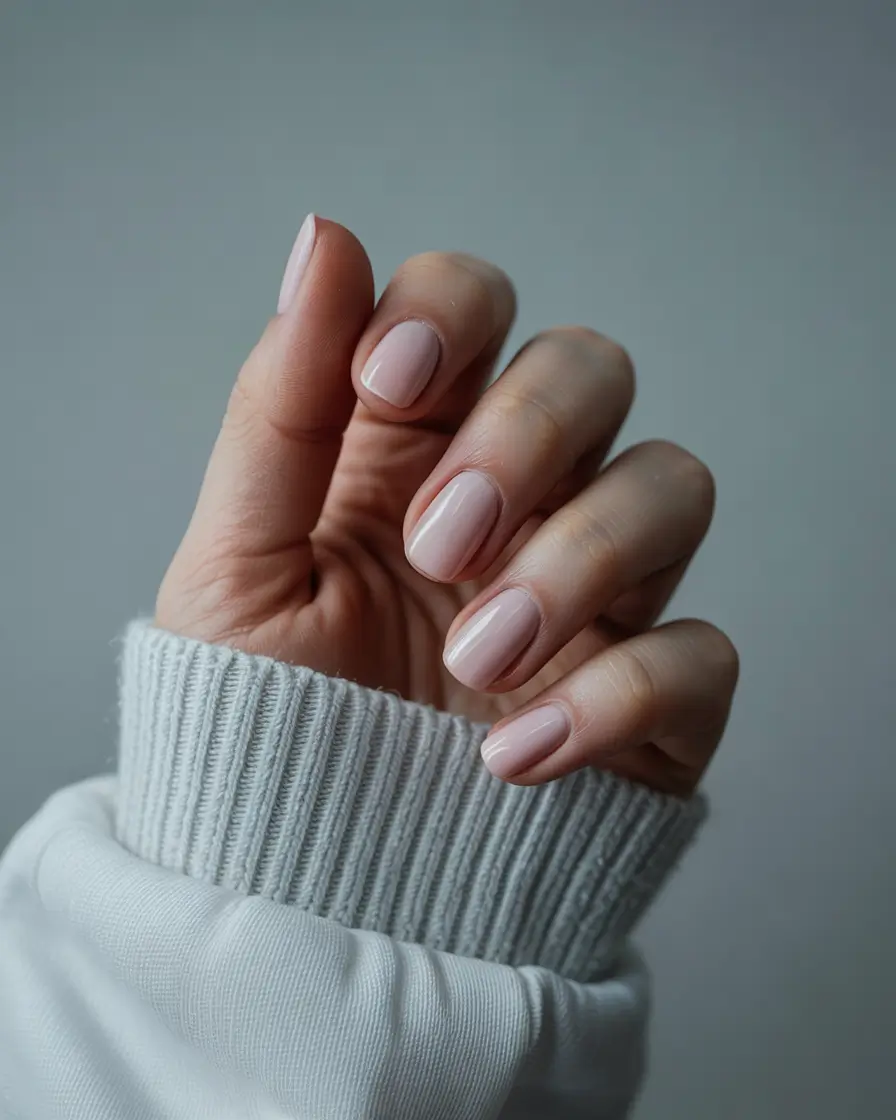 classy winter nails simple short Sheer Serenity -- Minimal Nude Polish for Every Day