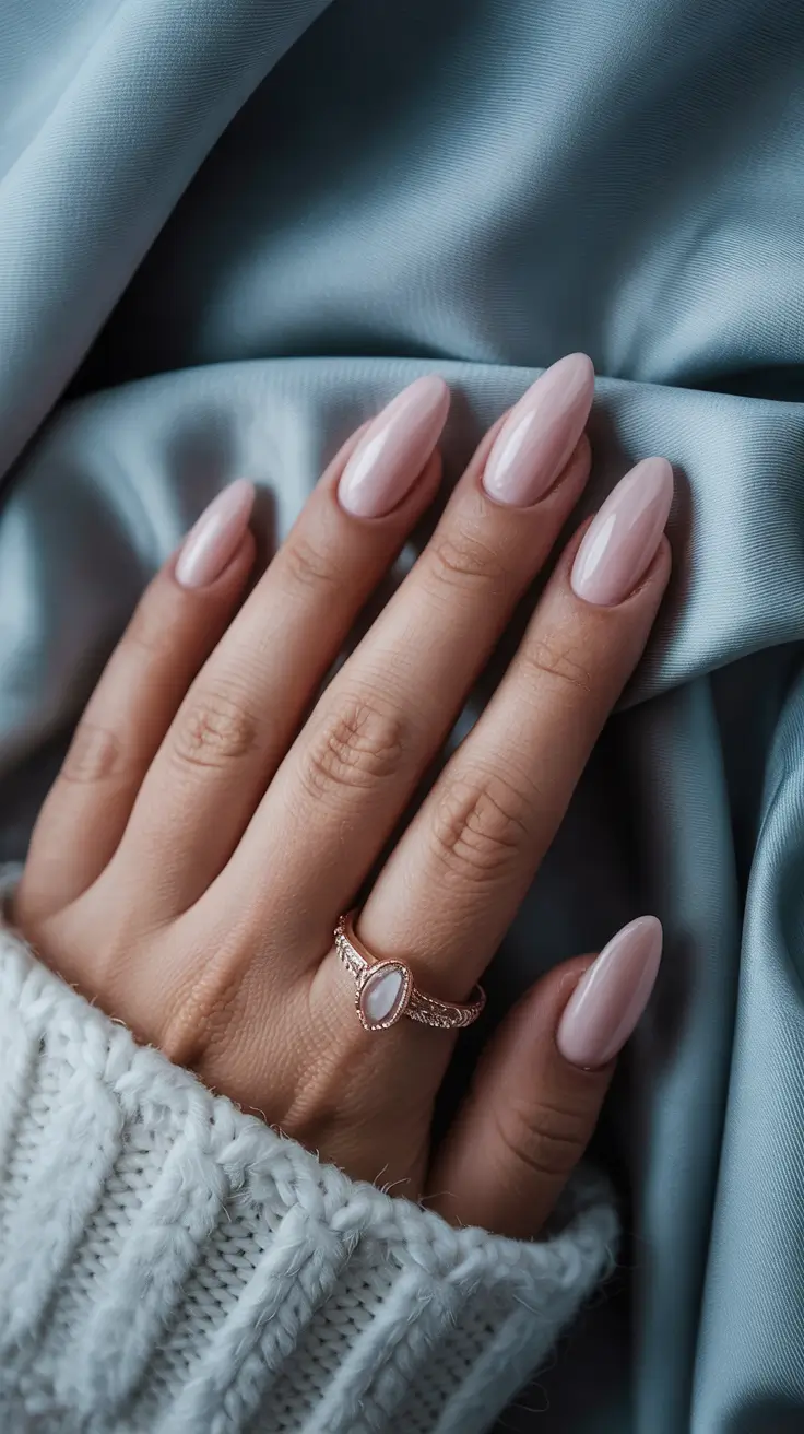 classy winter nails almond Frosted Petal -- Blushed Almond Perfection