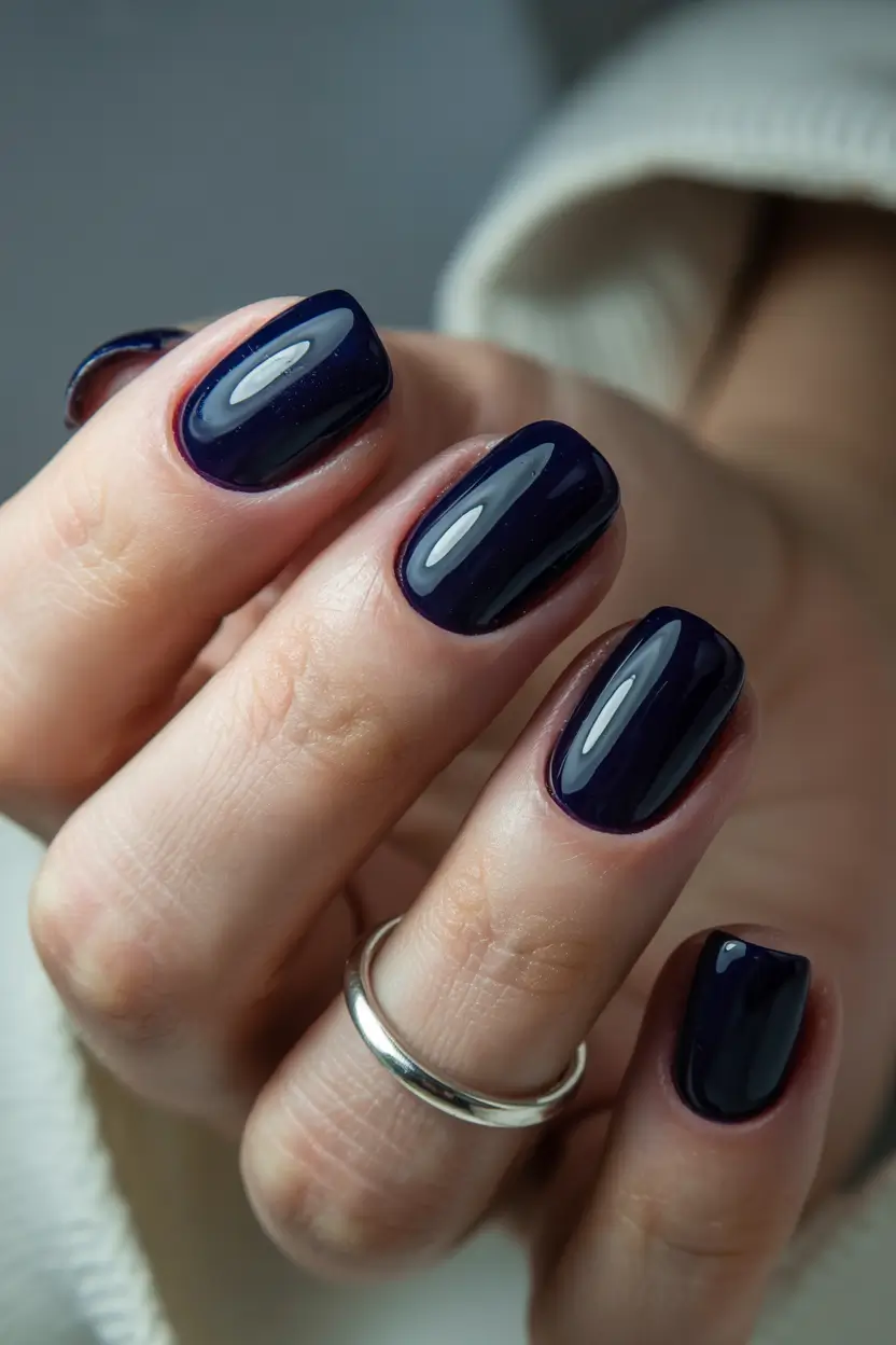 classy winter nails blue Midnight Ink -- Polished Navy Minimalism