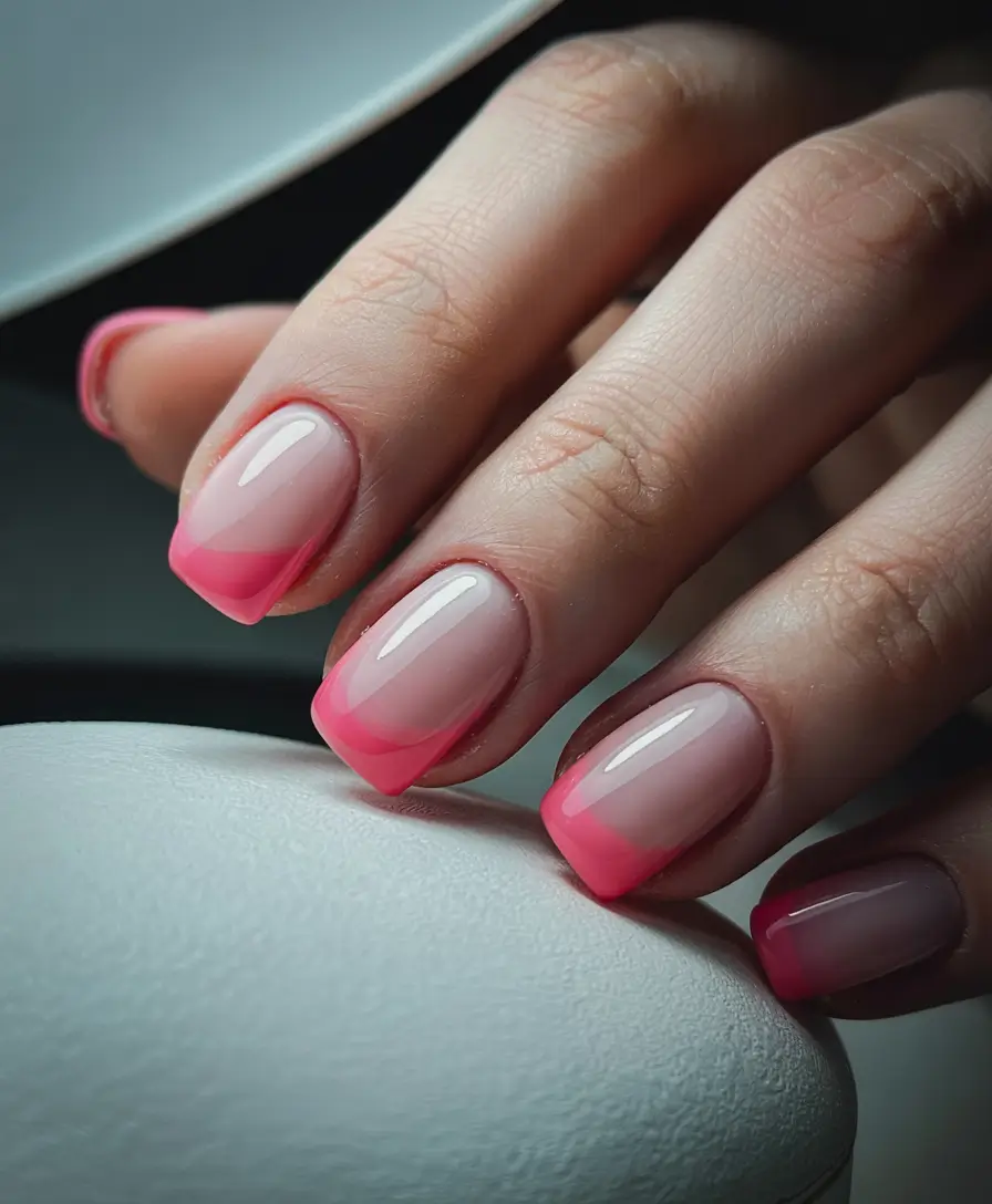 classy winter nails french tip Pink Frost French Fade