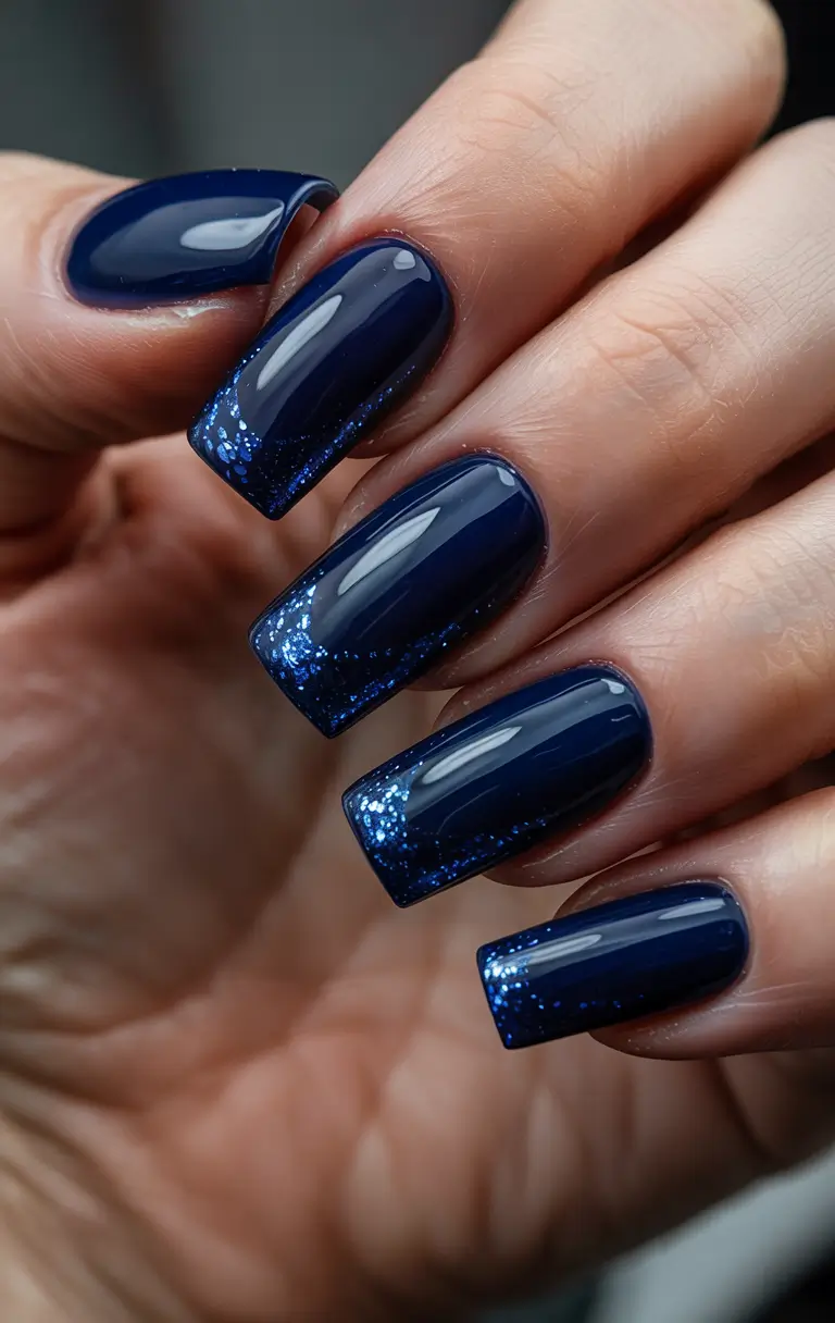 classy winter nails blue Midnight Blue Luxe