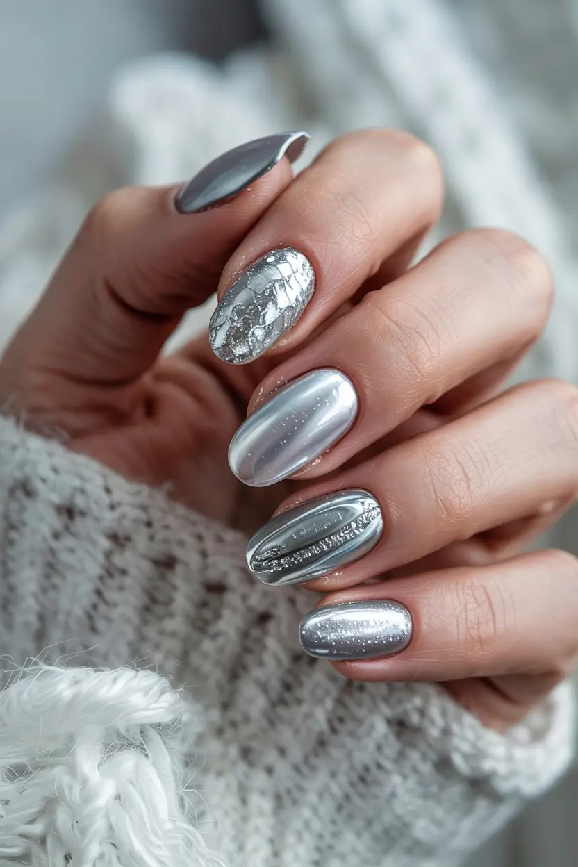 classy winter nails chrome Molten Silver Chrome -- Mirror Magic