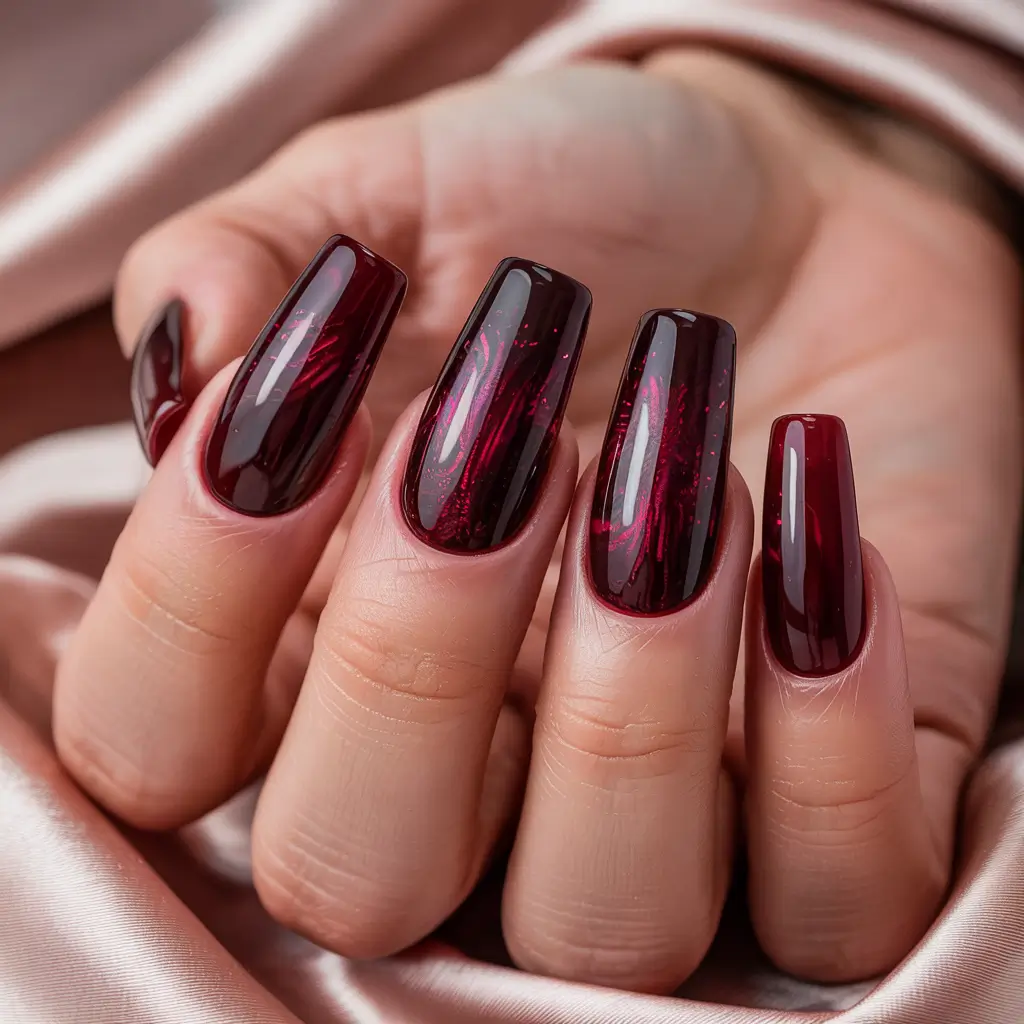 classy winter nails red Velvet Cabernet -- Deep Red for Luxe Evenings