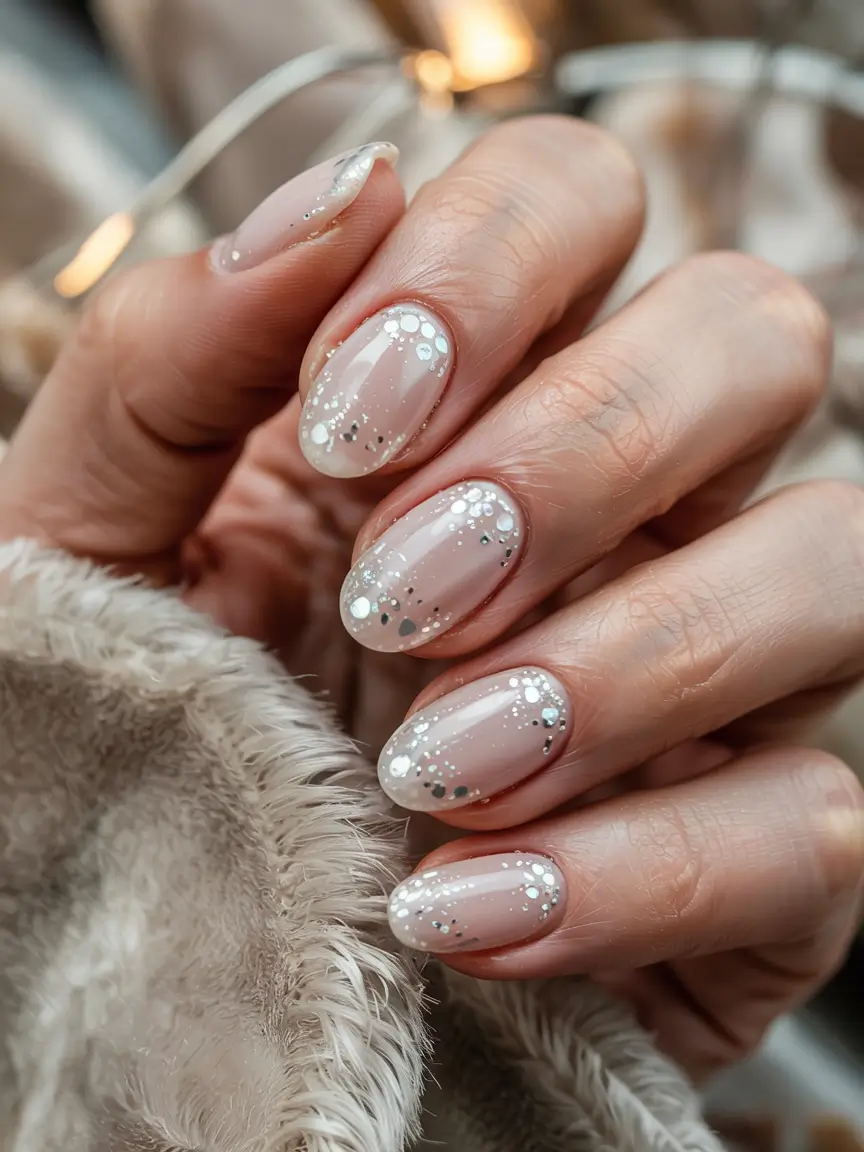 short winter nails snowlight sparkle