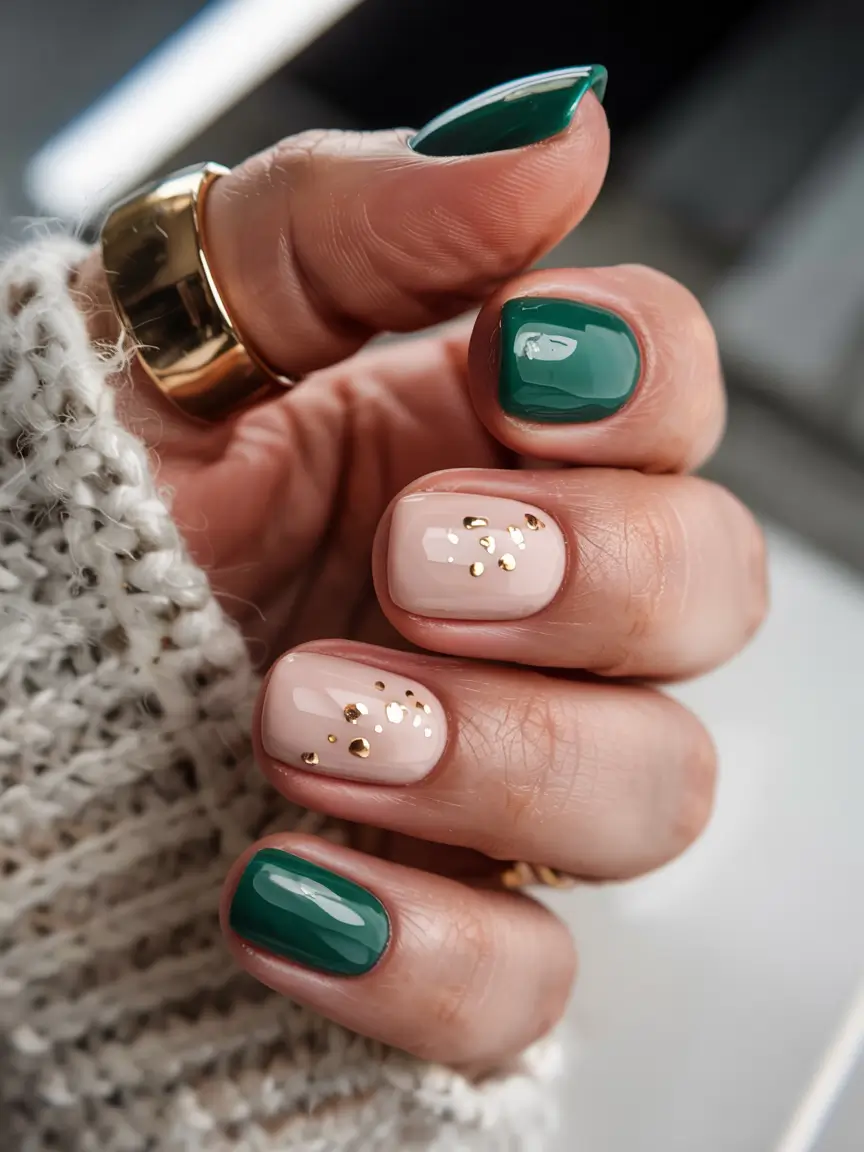 simple winter nails emerald elegance