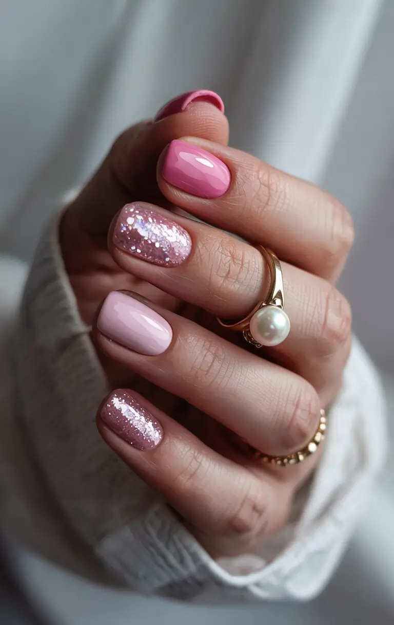simple winter nails gel rose frost
