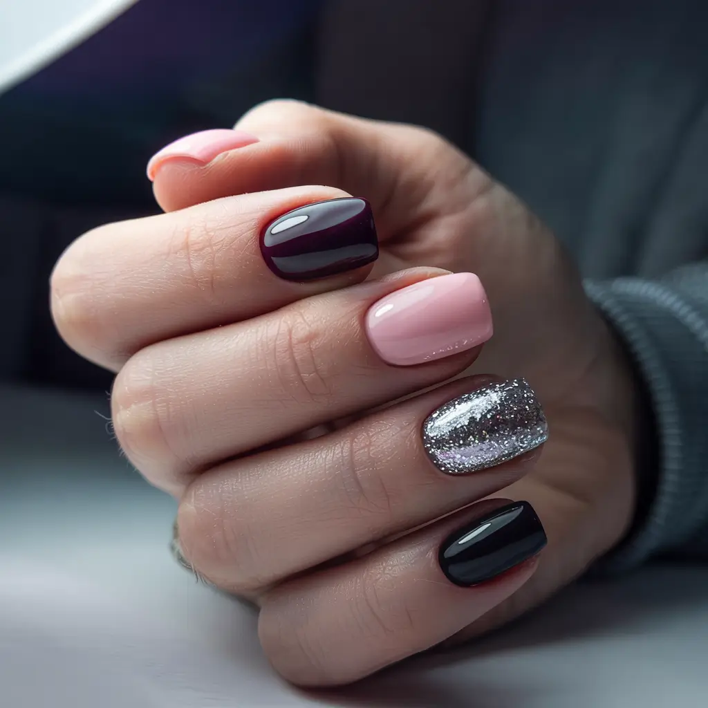 simple winter nails ideas midnight blush mix