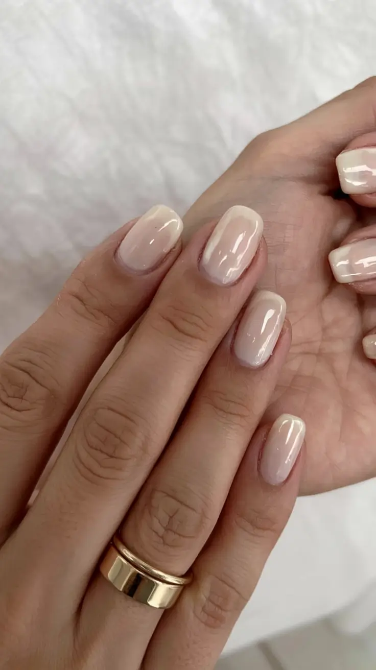 simple winter nails short vanilla shine
