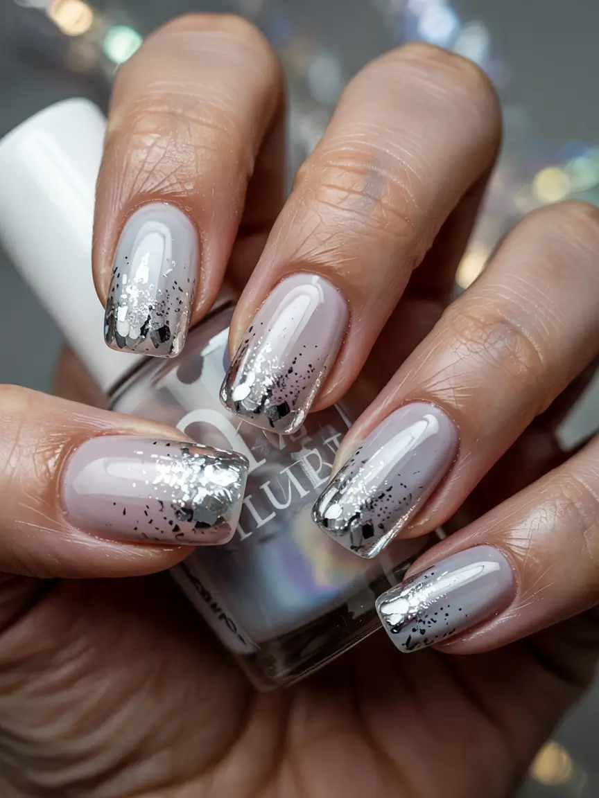 simple winter nails Frosted Metallic Chic