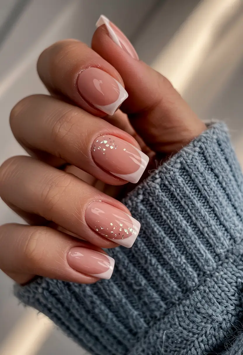 simple winter nails 2025 short frosted french
