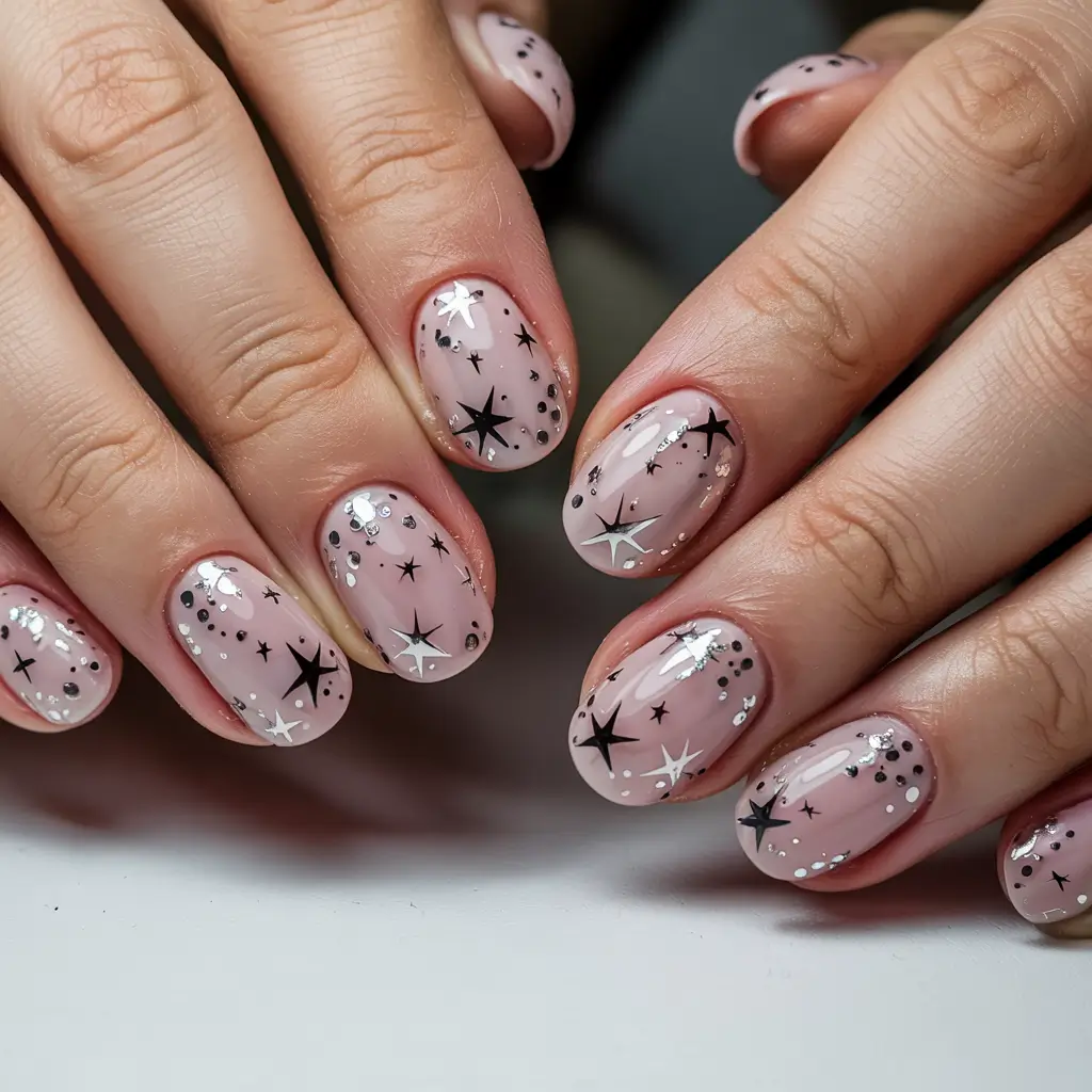 winter nails 2025 Celestial Sparkle