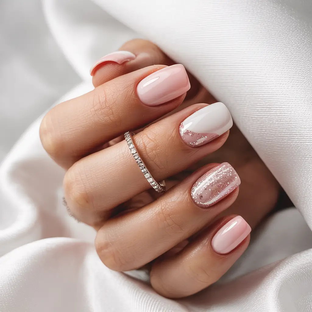winter nails design Blushing Contrast