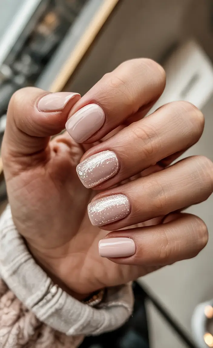 winter nails gel Frosted Blush Glow