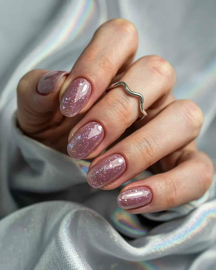 winter nails inspo 2025 soft frosted pink magic
