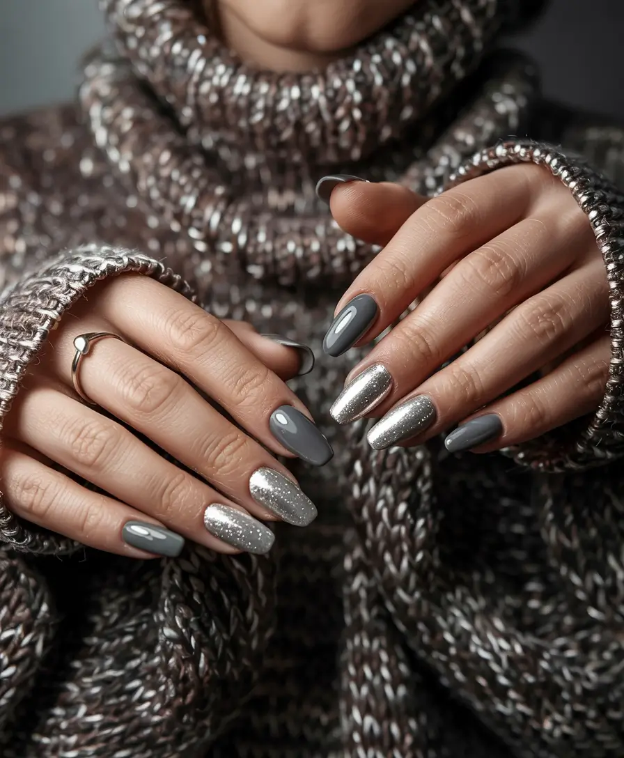 winter nails inspo 2025 smoky silver elegance