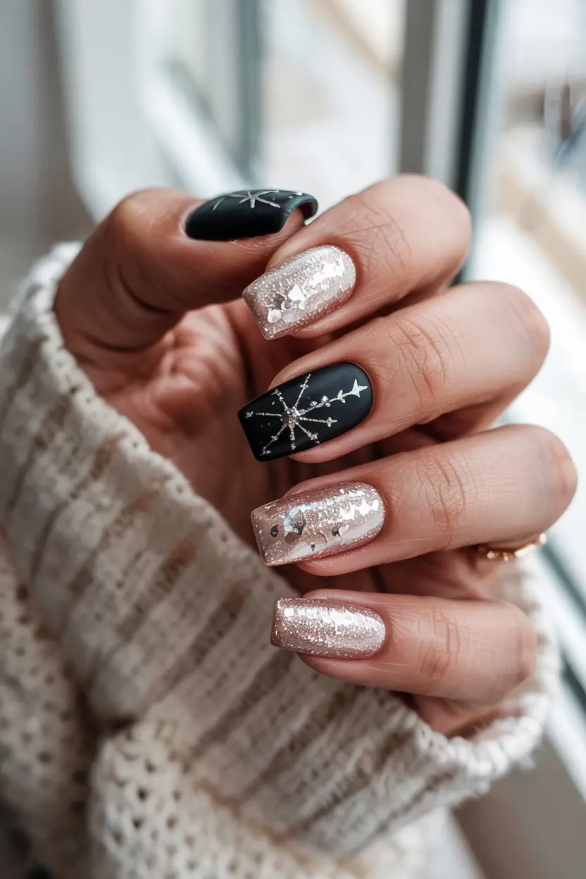 winter nails inspo 2025 starlit night