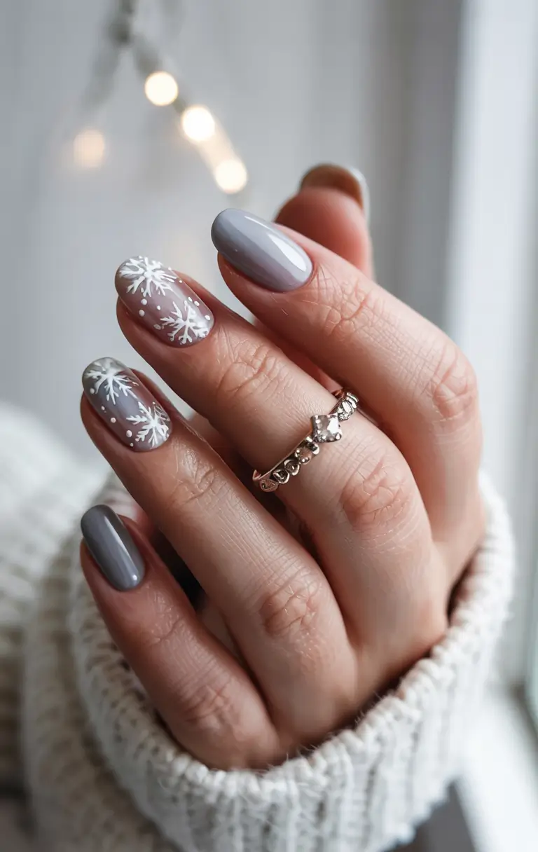 winter nails inspo 2025 snowflake serenity